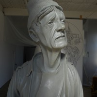 Bust of Homeless Man in clay